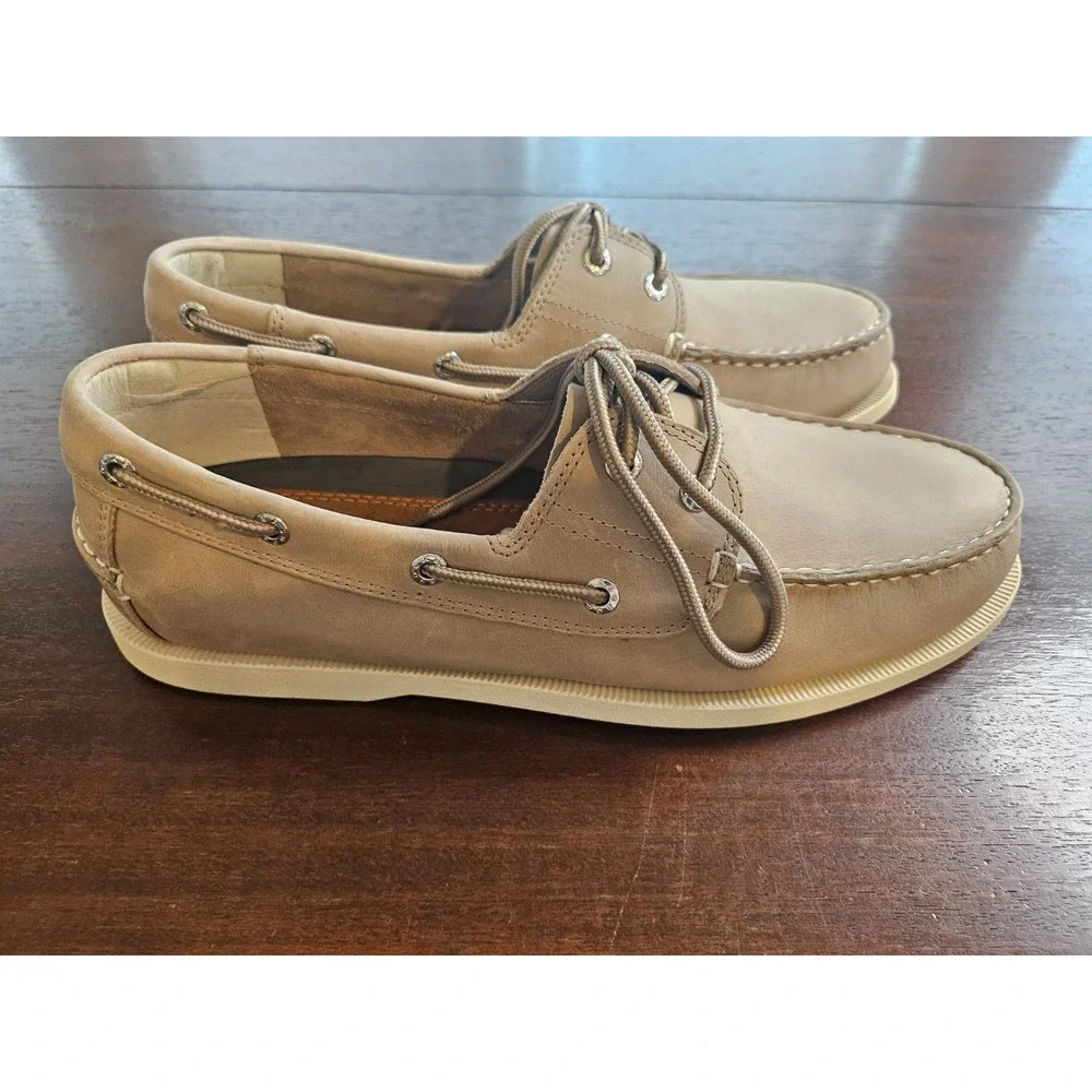 Dockers Men's 9.5 Leather Vargas‎ Manmade Boat Shoes Sand Color Made Pakistan